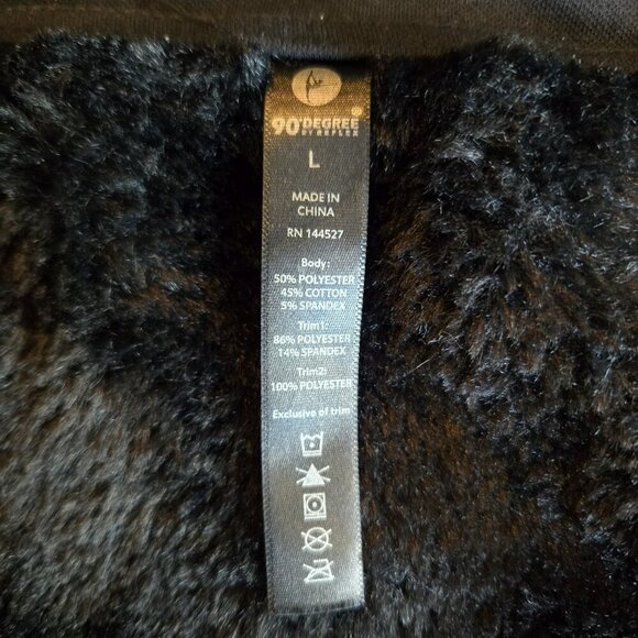 90 Degree by Reflex Zip Fleece Hooded Track Jacket Large Black Womens Faux Fur - Picture 5 of 8